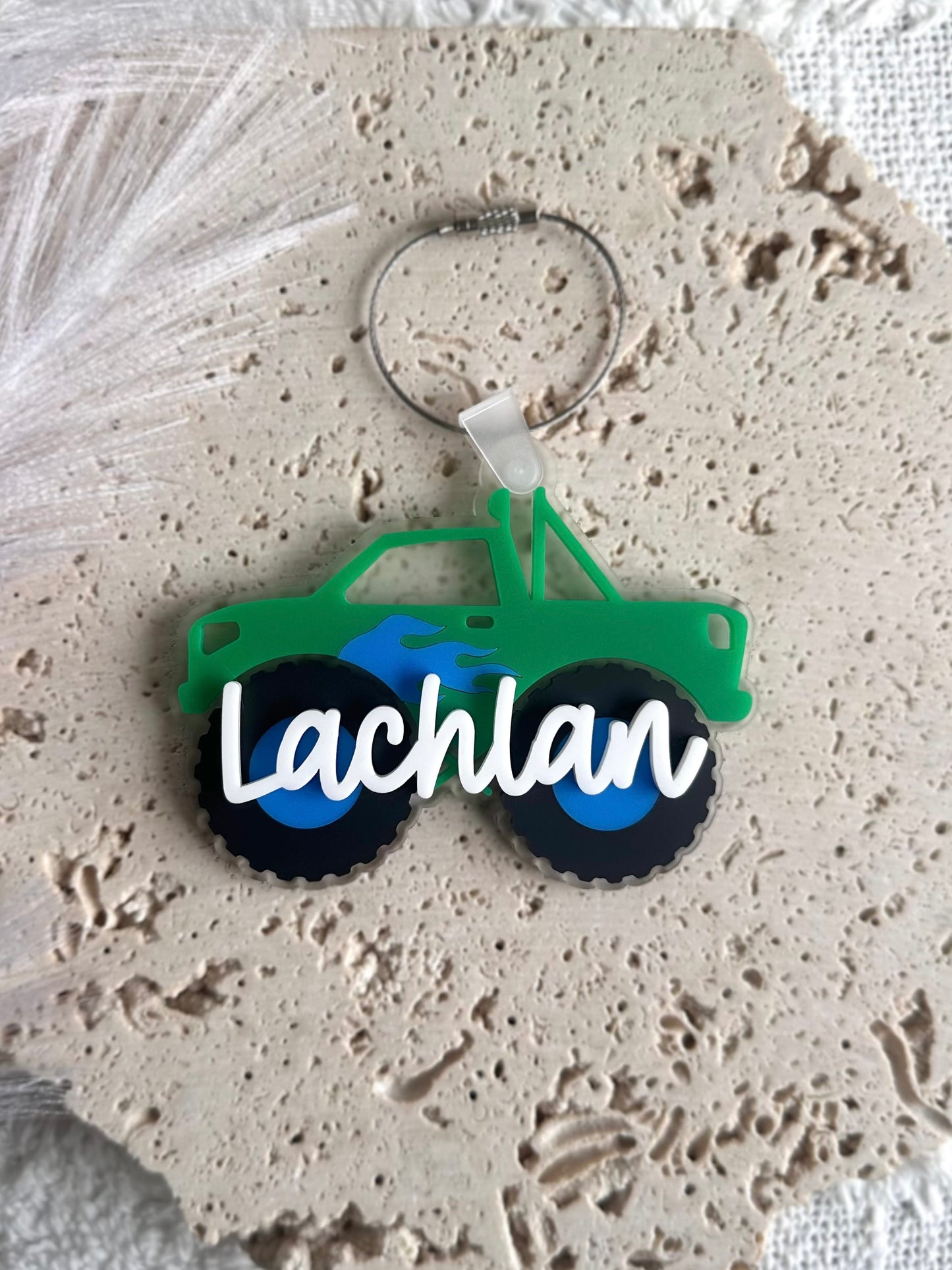 MONSTER TRUCK Personalised Acrylic Bag Tag