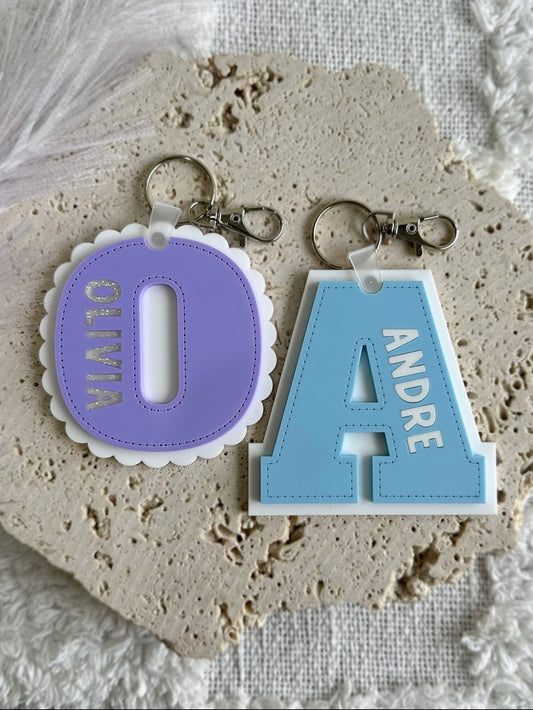 STITCHED LETTER Personalised Acrylic Bag Tag