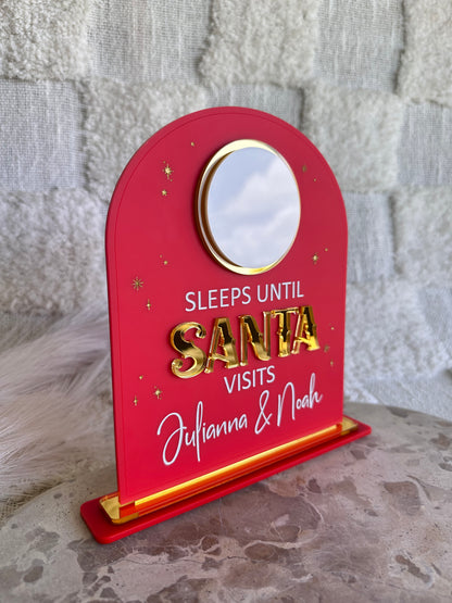 Sleeps Until Santa Visits Christmas Countdown Sign