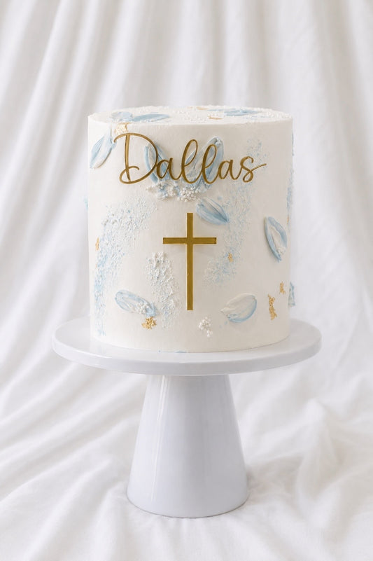 Personalised Baptism Single Layer Name & Cross Fropper Set