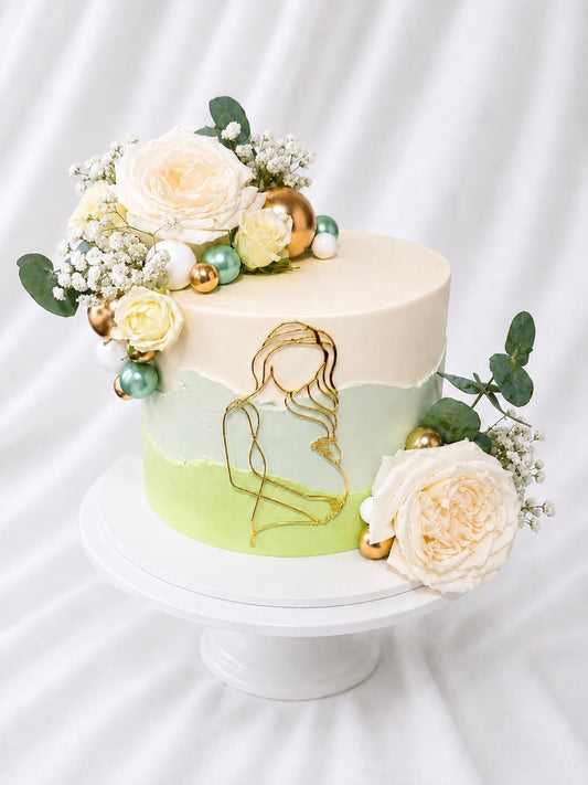 Baby Shower Pregnancy Line Art Cake Fropper