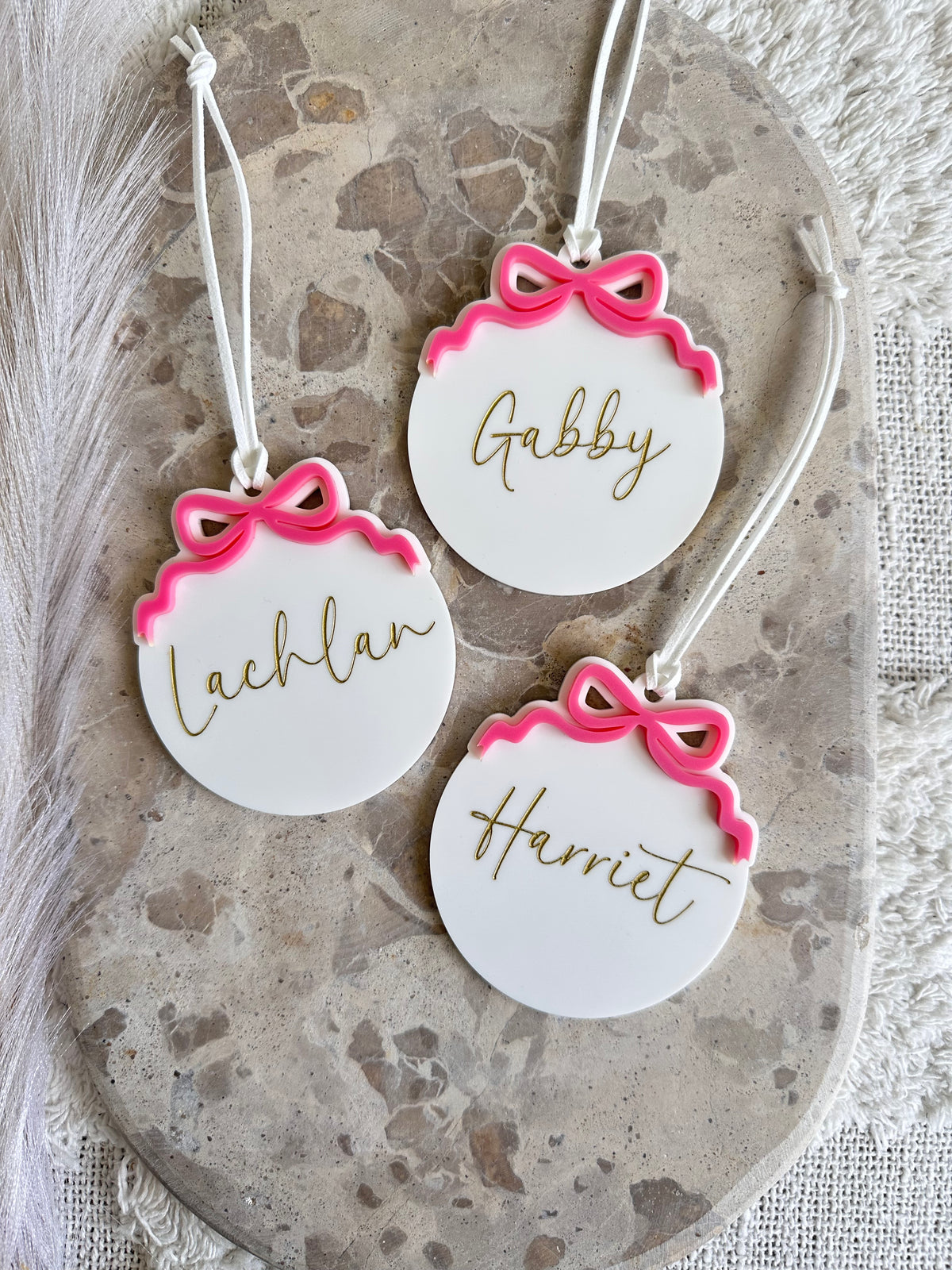 Bow Personalised Christmas Tree Ornament
