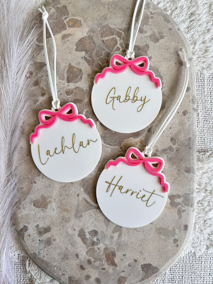 Bow Personalised Christmas Tree Ornament