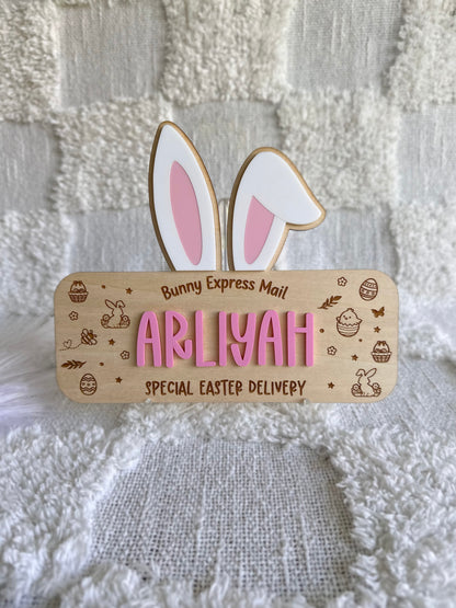 Personalised Easter Bunny Ears Crate Plaque