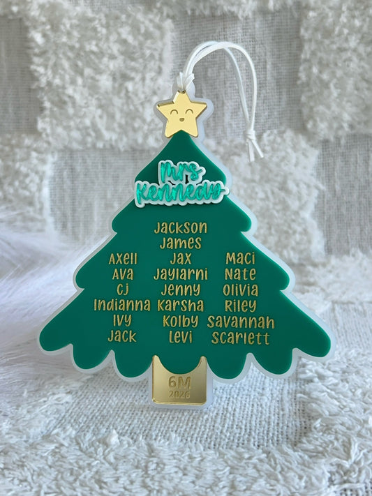 Christmas Tree Teacher's Class Personalised Christmas Tree Ornament