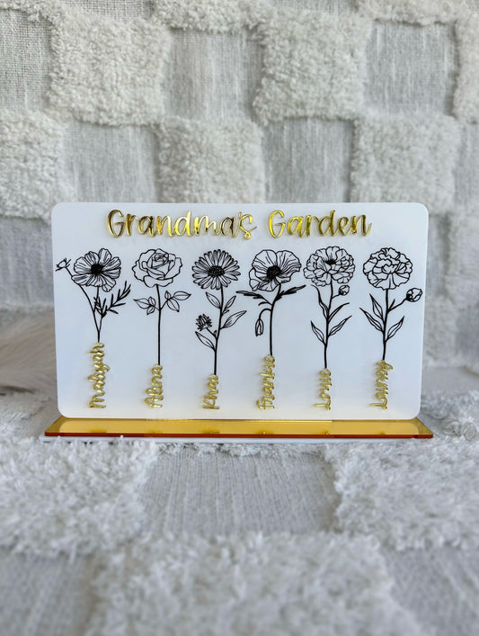 Personalised Birth Flower Garden Gift Plaque