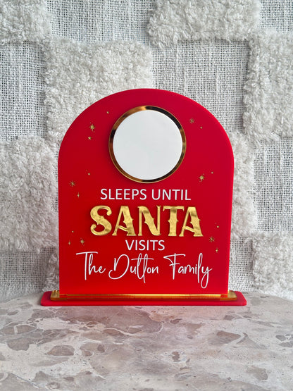Sleeps Until Santa Visits Christmas Countdown Sign