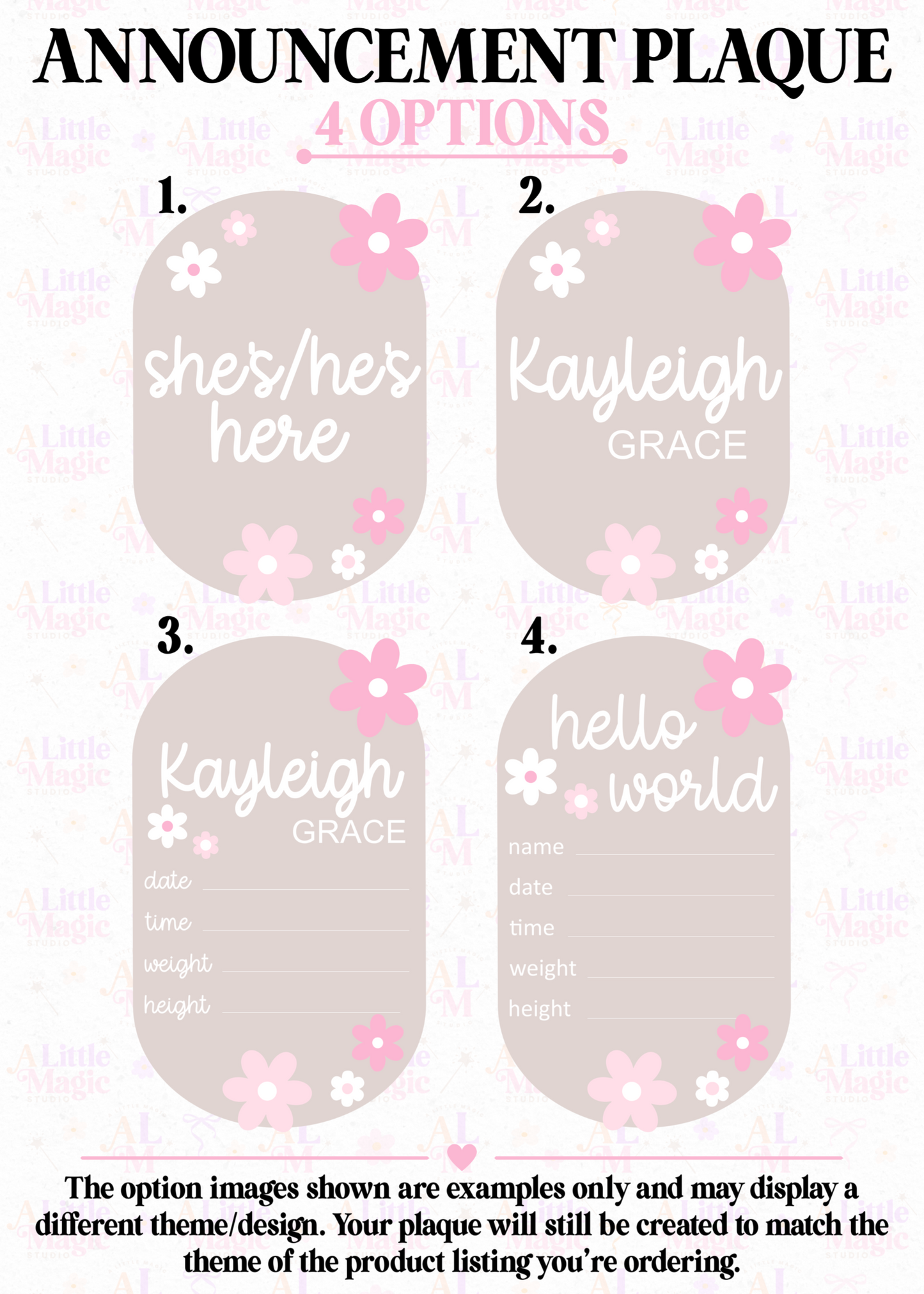 BOW SCALLOPED Personalised Acrylic Baby's First Year Milestone Plaque Set
