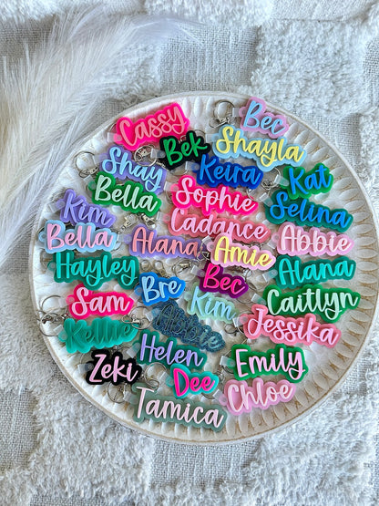 DOUBLE Layer Name Personalised Acrylic Bag Tag