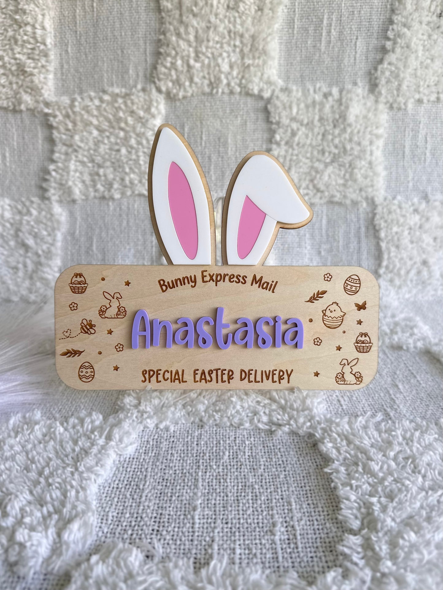 Personalised Easter Bunny Ears Crate Plaque