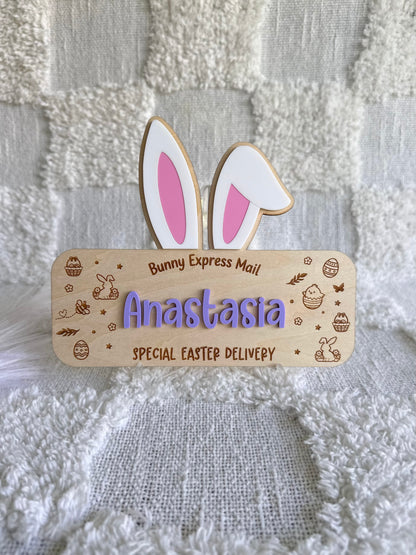Personalised Easter Bunny Ears Crate Plaque
