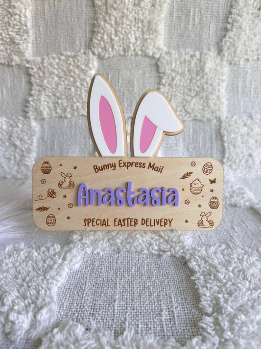 Personalised Easter Bunny Ears Crate Plaque