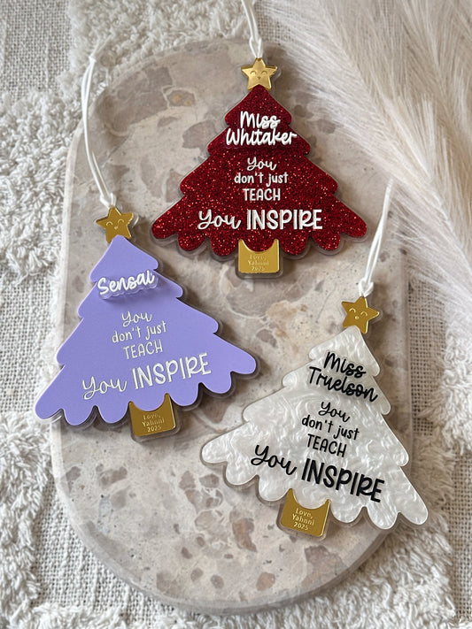 'You Don't Just Teach, You Inspire' Teacher Personalised Christmas Tree Ornament