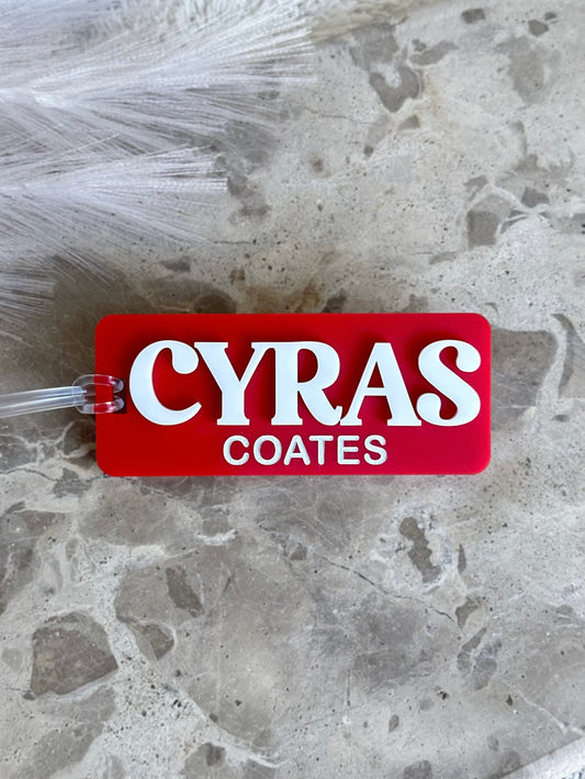 CUSTOM Full Named Personalised Acrylic Bag Tag