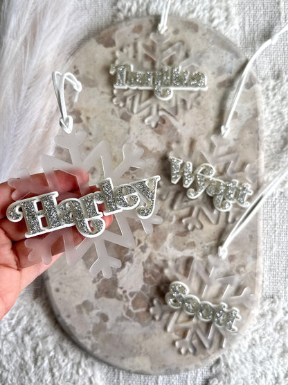 Snowflake Personalised Christmas Tree Ornament | Fur-Baby Option