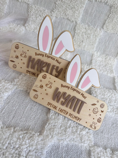 Personalised Easter Bunny Ears Crate Plaque