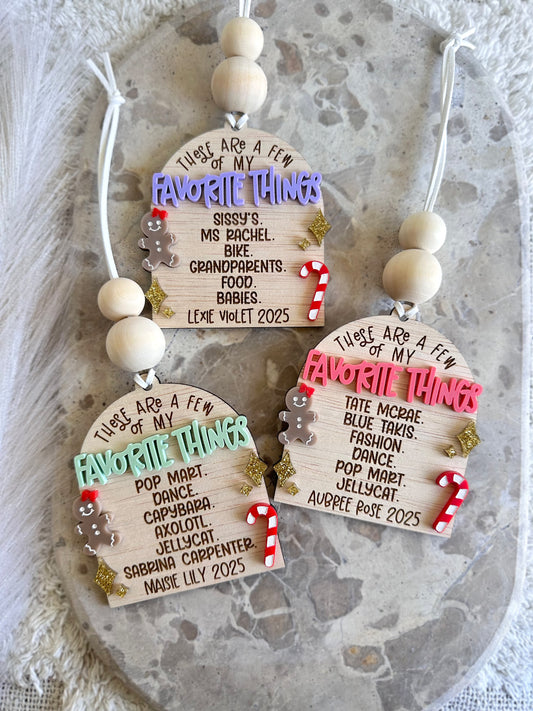 'My Favourite Things Are' Personalised Christmas Tree Ornament