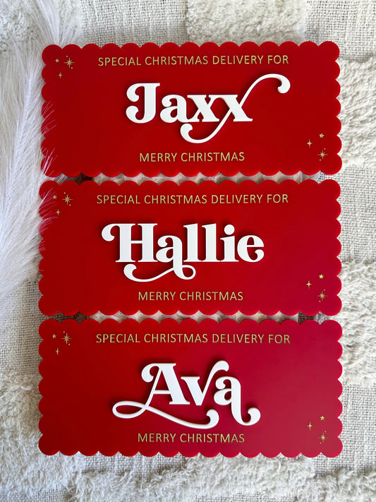 Scalloped Personalised December 1st / Christmas Eve Crate Plaque