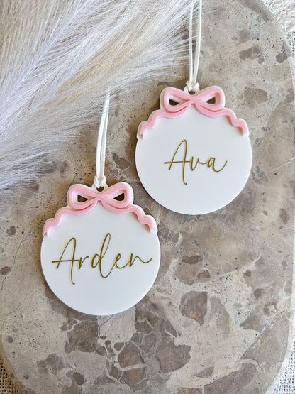 Bow Personalised Christmas Tree Ornament