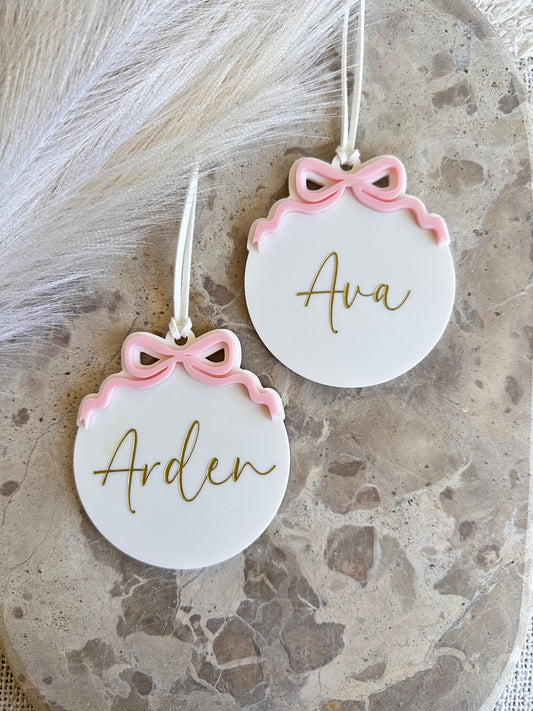 Bow Personalised Christmas Tree Ornament