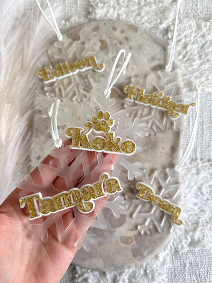 Snowflake Personalised Christmas Tree Ornament | Fur-Baby Option