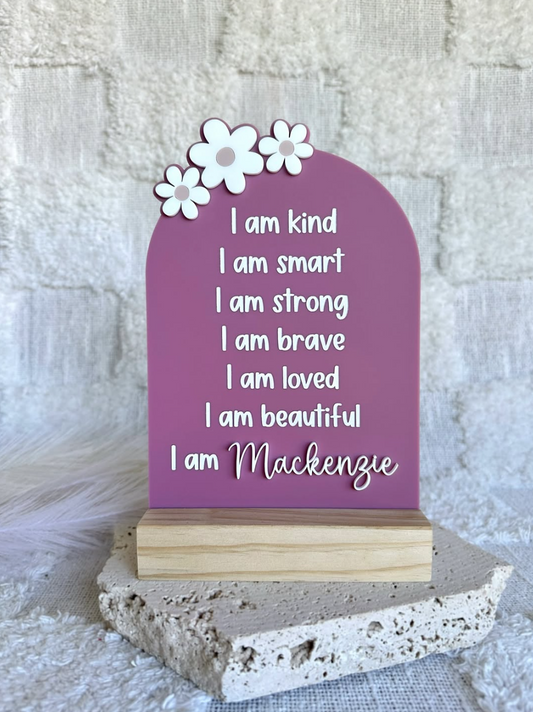 Personalised Affirmation Board With Timber Block Stand