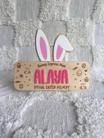 Personalised Easter Bunny Ears Crate Plaque