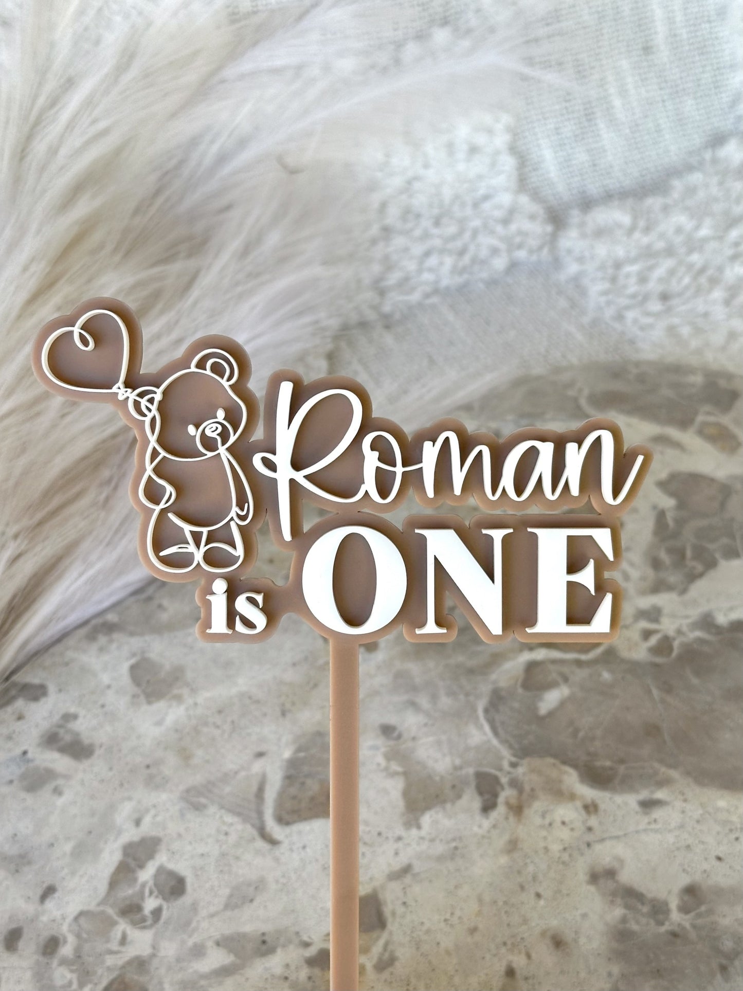 BEAR Beary Cute Personalised Birthday Cake Topper