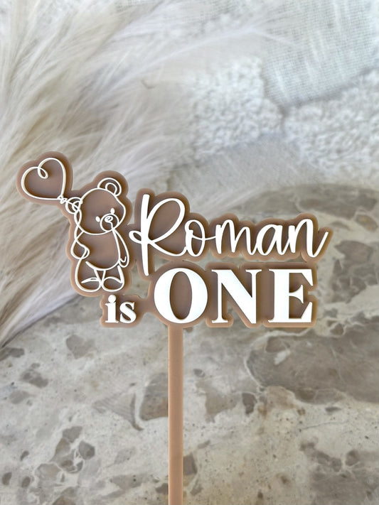BEAR Beary Cute Personalised Birthday Cake Topper