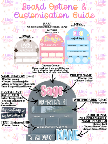 FLOWER Personalised First / Last Day Of School Board