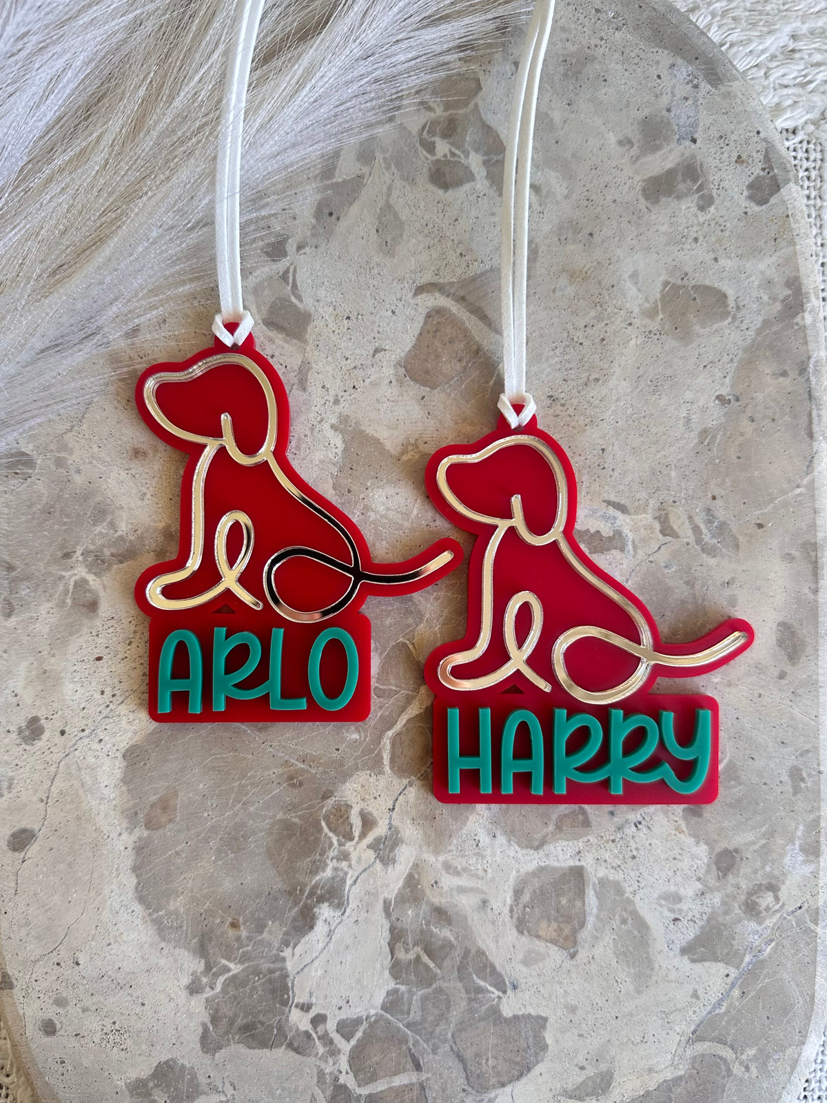 Dog Or Cat Outline Personalised Christmas Tree Ornament