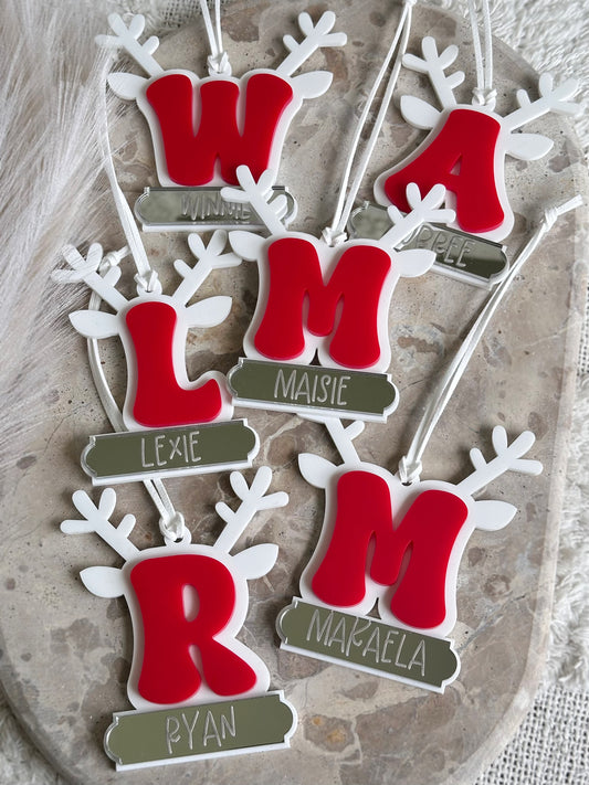 Reindeer Personalised Christmas Tree Ornament