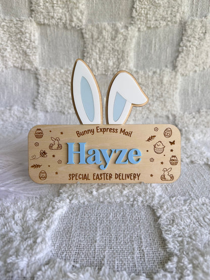 Personalised Easter Bunny Ears Crate Plaque
