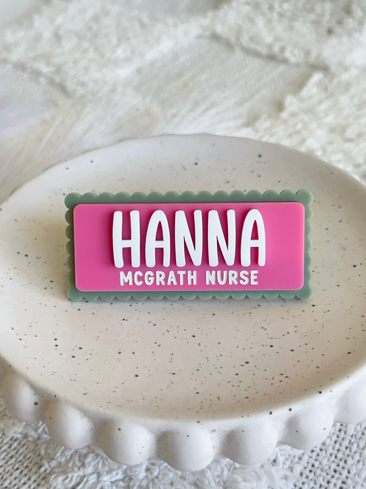 SCALLOPED / SMOOTH Double Layer Classic Personalised Acrylic Name Badge