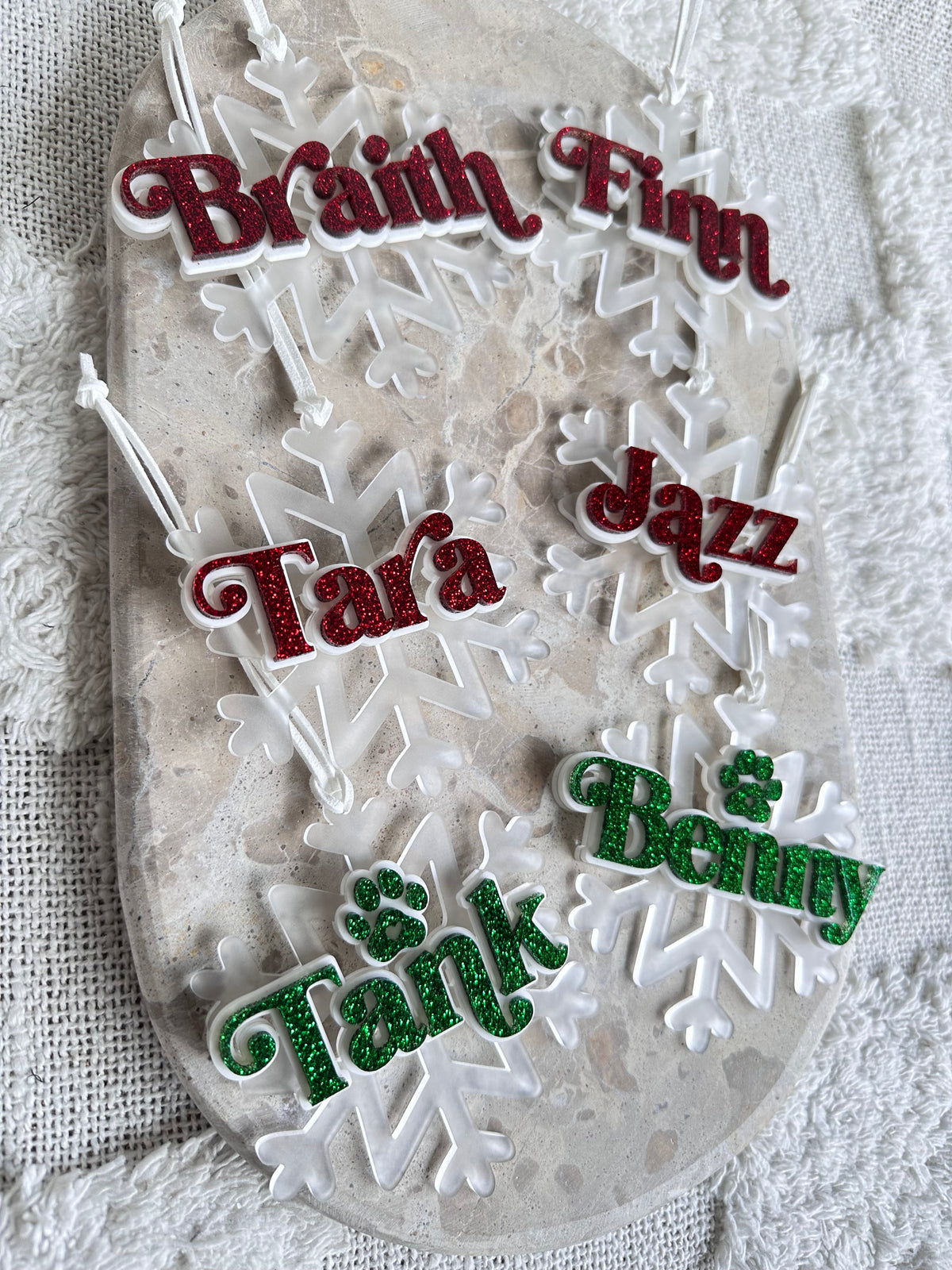 Snowflake Personalised Christmas Tree Ornament | Fur-Baby Option
