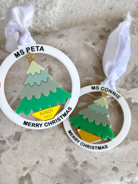 Layered Christmas Tree Personalised Christmas Teacher Tree Ornament