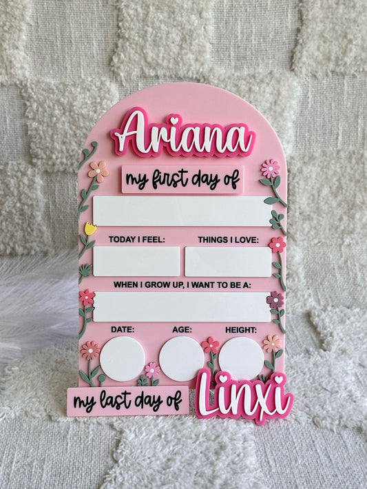 WILDFLOWER Personalised First / Last Day Of School Board