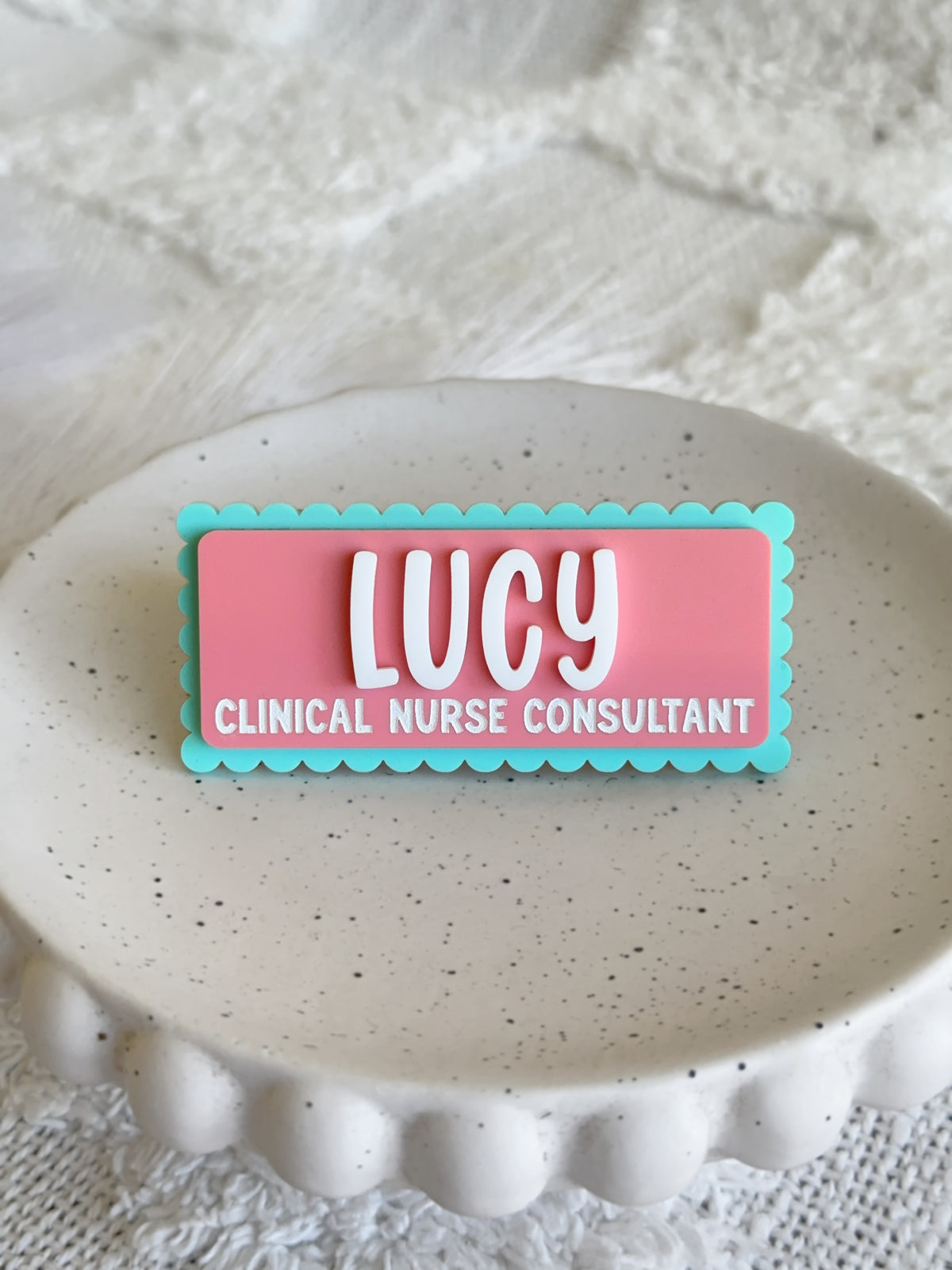 SCALLOPED / SMOOTH Double Layer Classic Personalised Acrylic Name Badge
