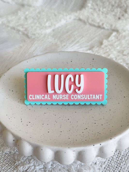 SCALLOPED / SMOOTH Double Layer Classic Personalised Acrylic Name Badge