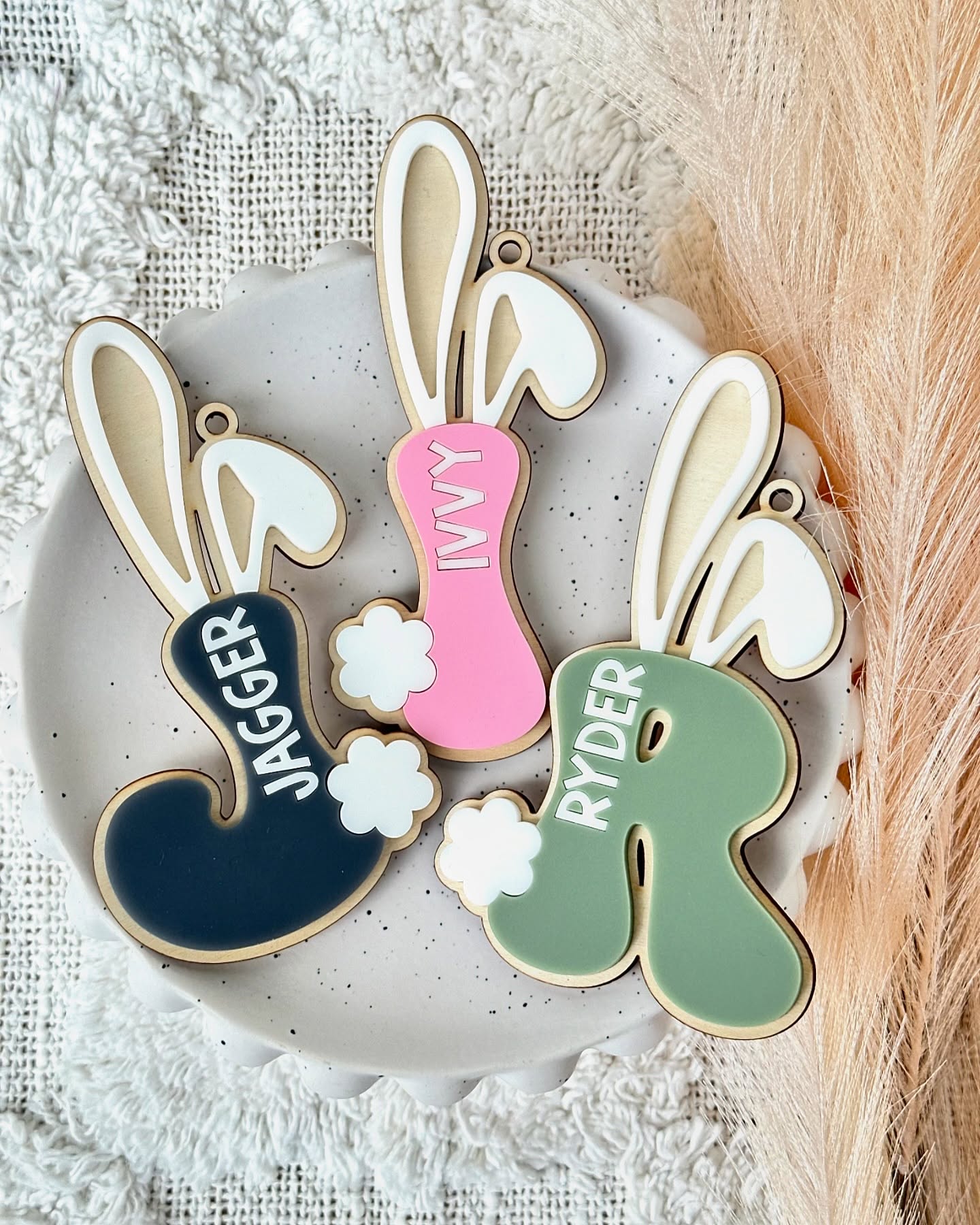 BUNNY EARS Personalised Initial Easter Basket Name Tag