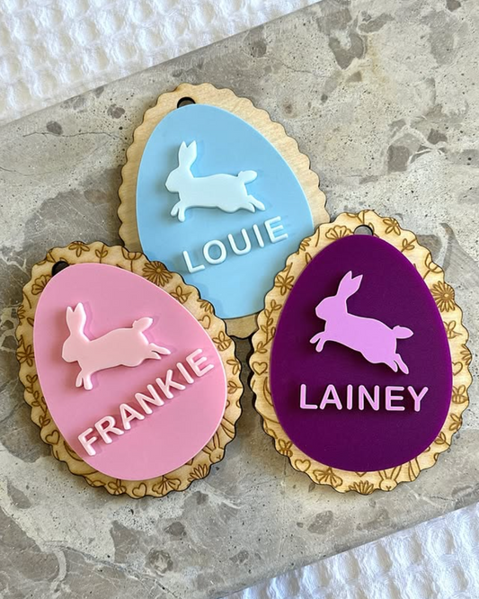 SCALLOPED EGG Personalised Easter Basket Name Tag