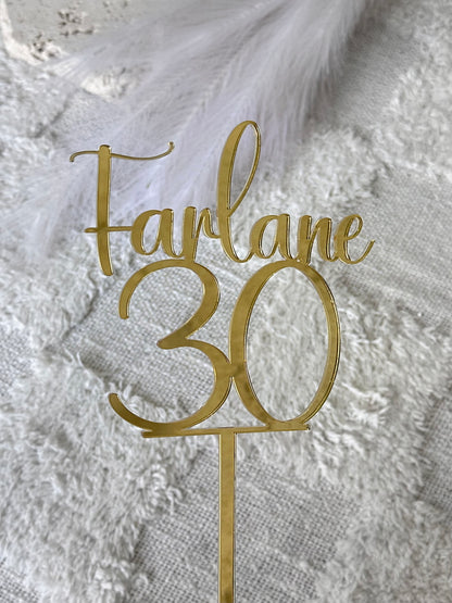 Personalised Single Layer Name & Age Cake Topper