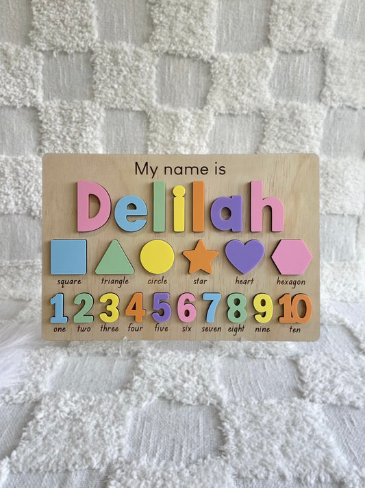 SHAPES & NUMBERS Personalised Name Puzzle
