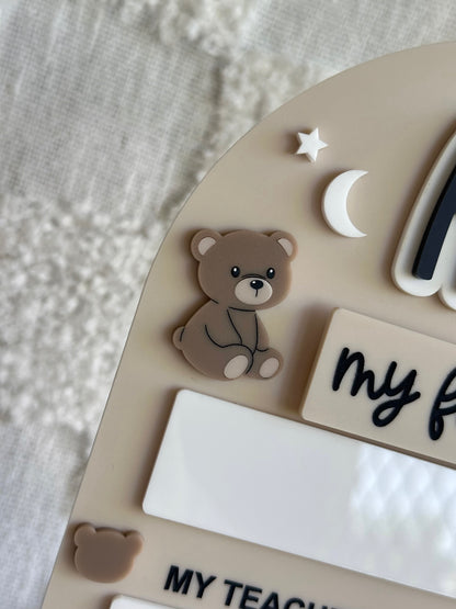 TEDDY BEAR Personalised First / Last Day Of School Board