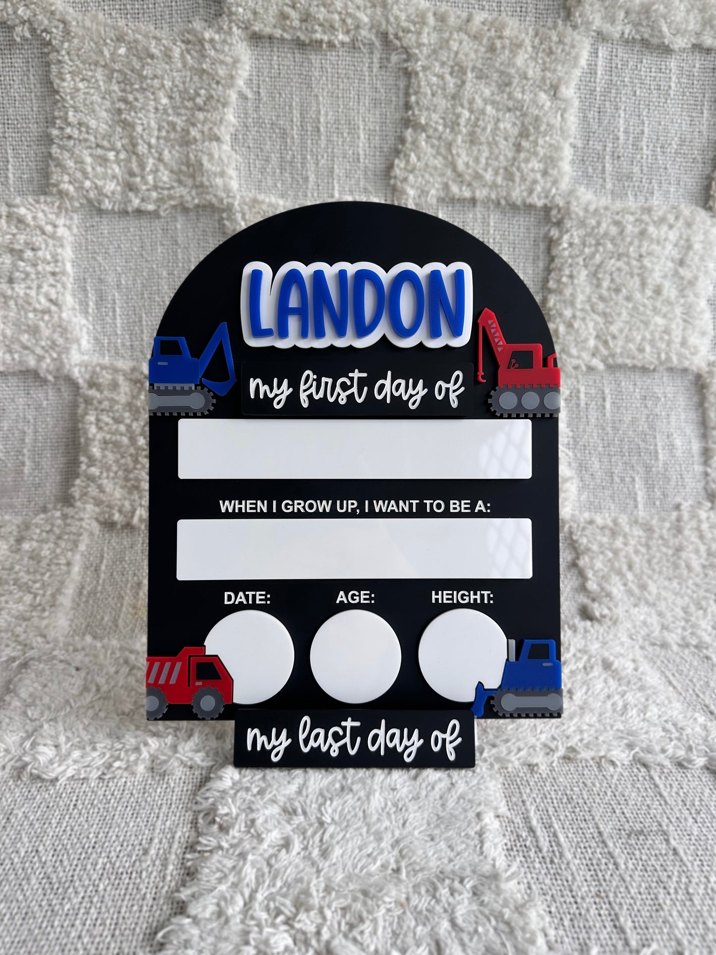 TRUCKS Personalised First / Last Day Of School Board