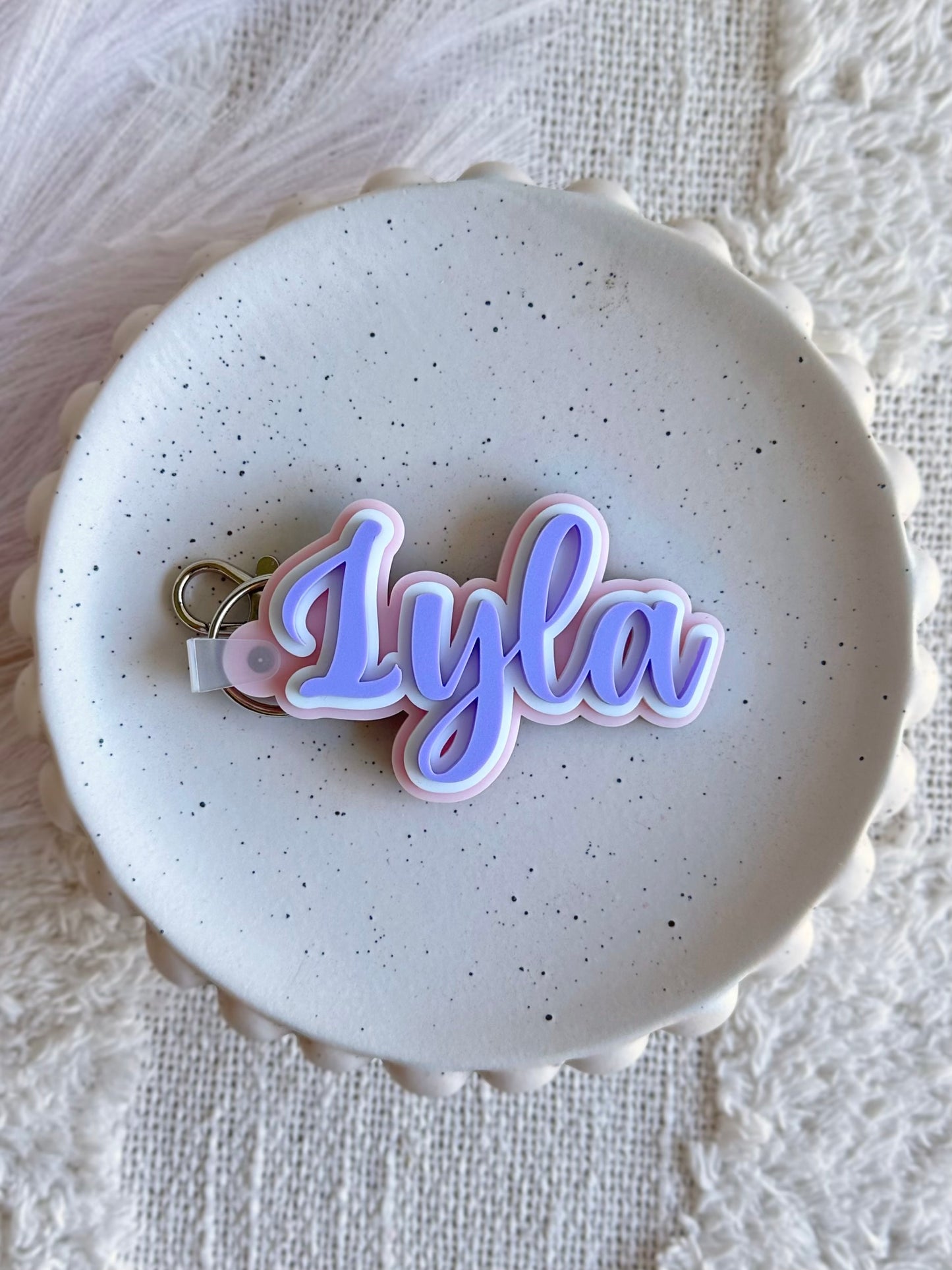 TRIPLE Layer Name Personalised Acrylic Bag Tag