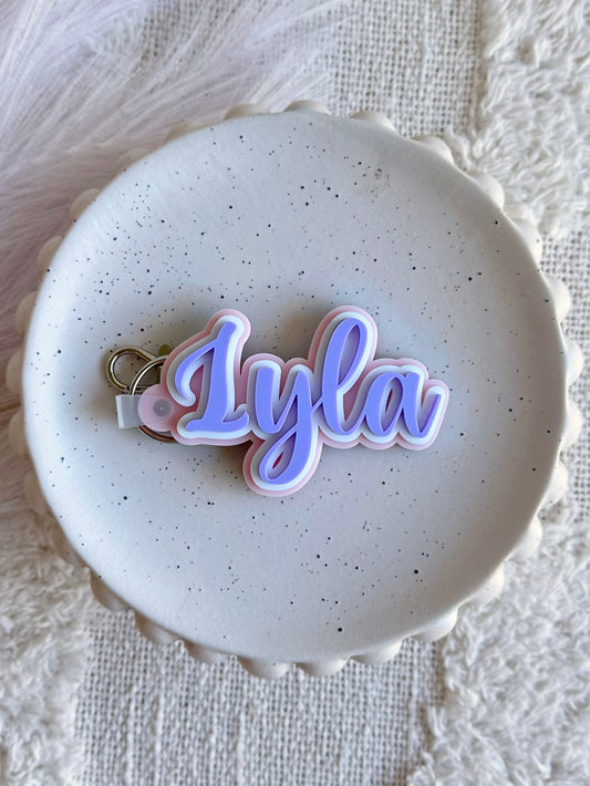 TRIPLE Layer Name Personalised Acrylic Bag Tag