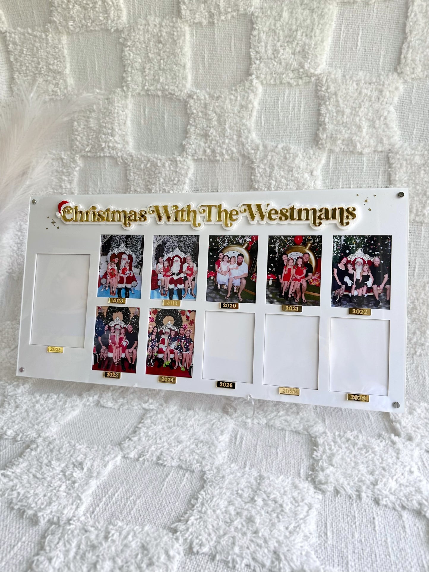 Personalised Family Christmas Photo Board With Moveable Year Tiles