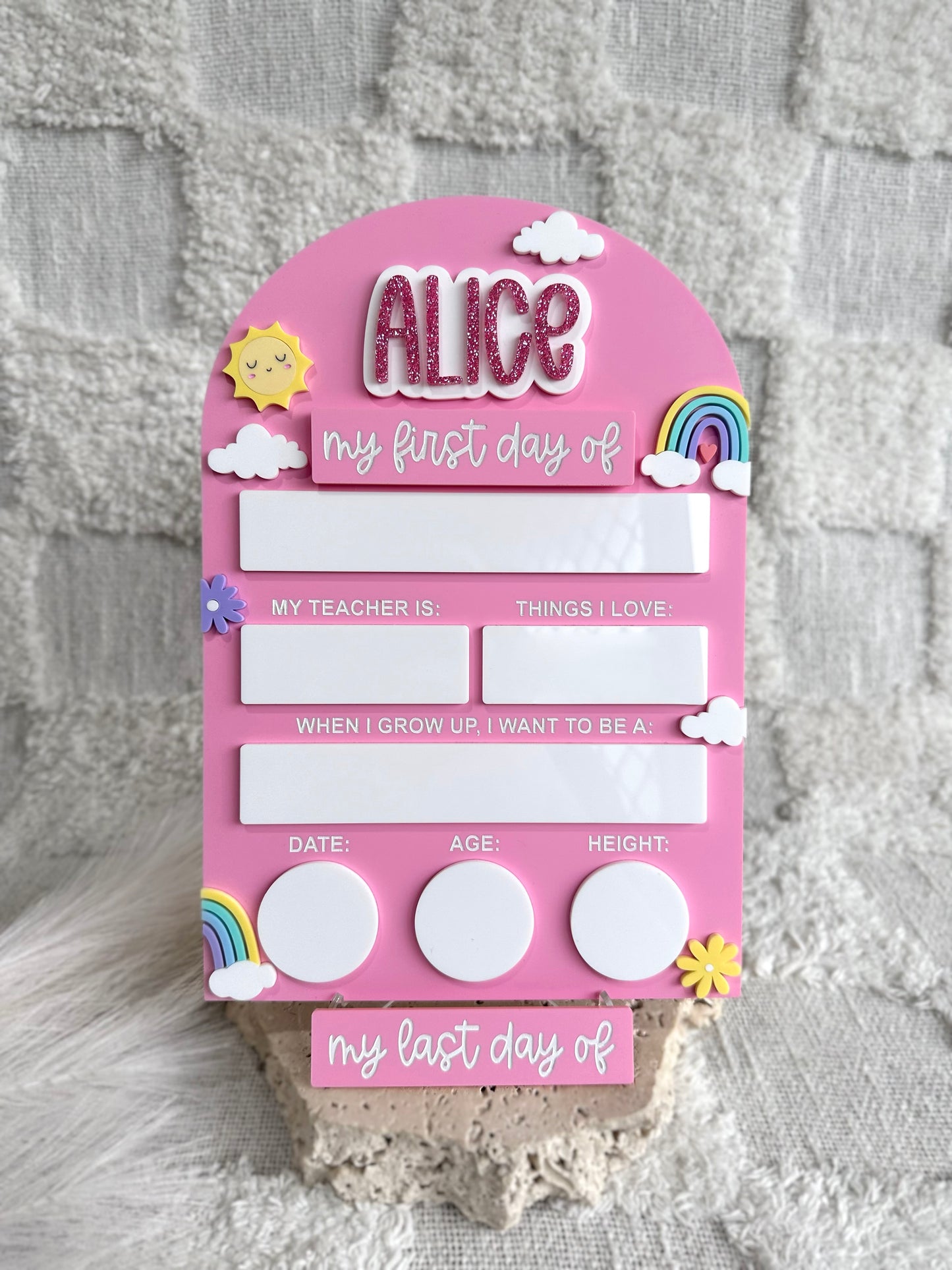 RAINBOW & SUNSHINE Personalised First / Last Day Of School Board