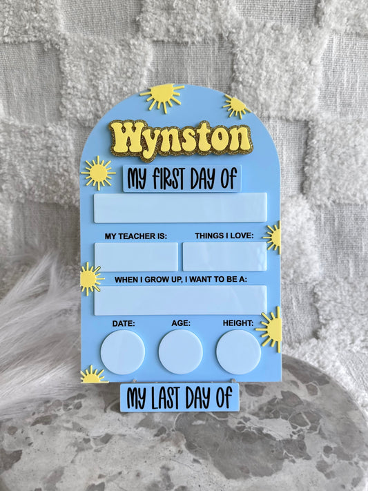 SUNS Personalised First / Last Day Of School Board